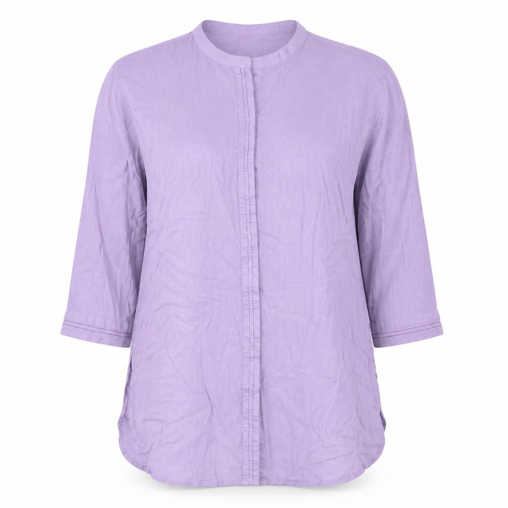 Khaadi Womens Purple Linen Tunic Button-Up Size 6 Round Neck