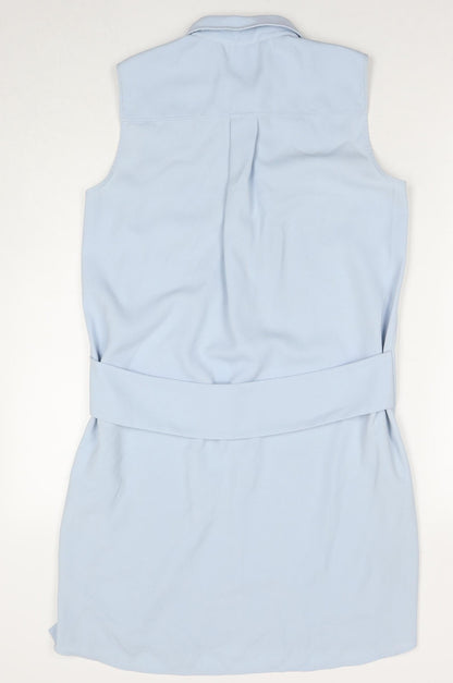 Zara Womens Blue Polyester A-Line Size S Collared Zip