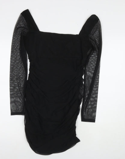 Pink Vanilla Womens Black Polyester Bodycon Size 12 Square Neck Pullover