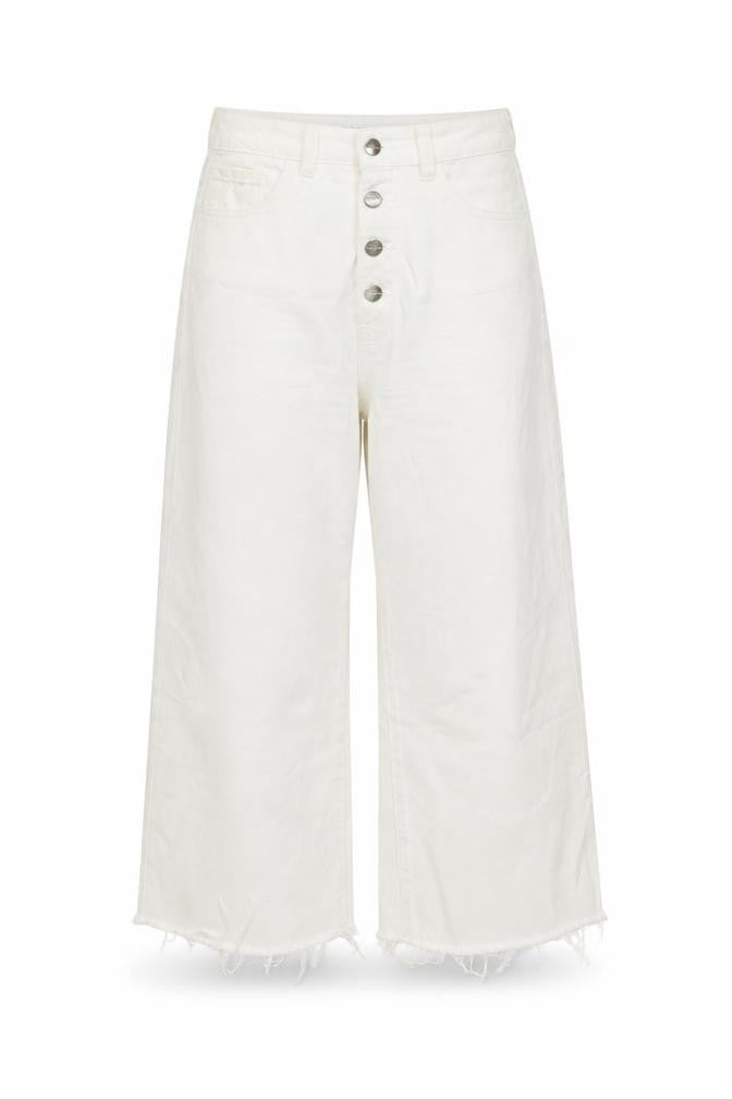 Denim & Co. Womens White Cotton Wide-Leg Jeans Size 12 L24 in Regular Button
