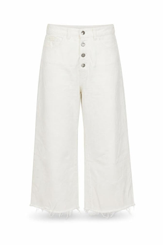 Denim & Co. Womens White Cotton Wide-Leg Jeans Size 12 L24 in Regular Button