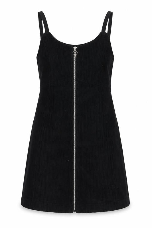 Topshop Womens Black Cotton A-Line Size 12 V-Neck Zip