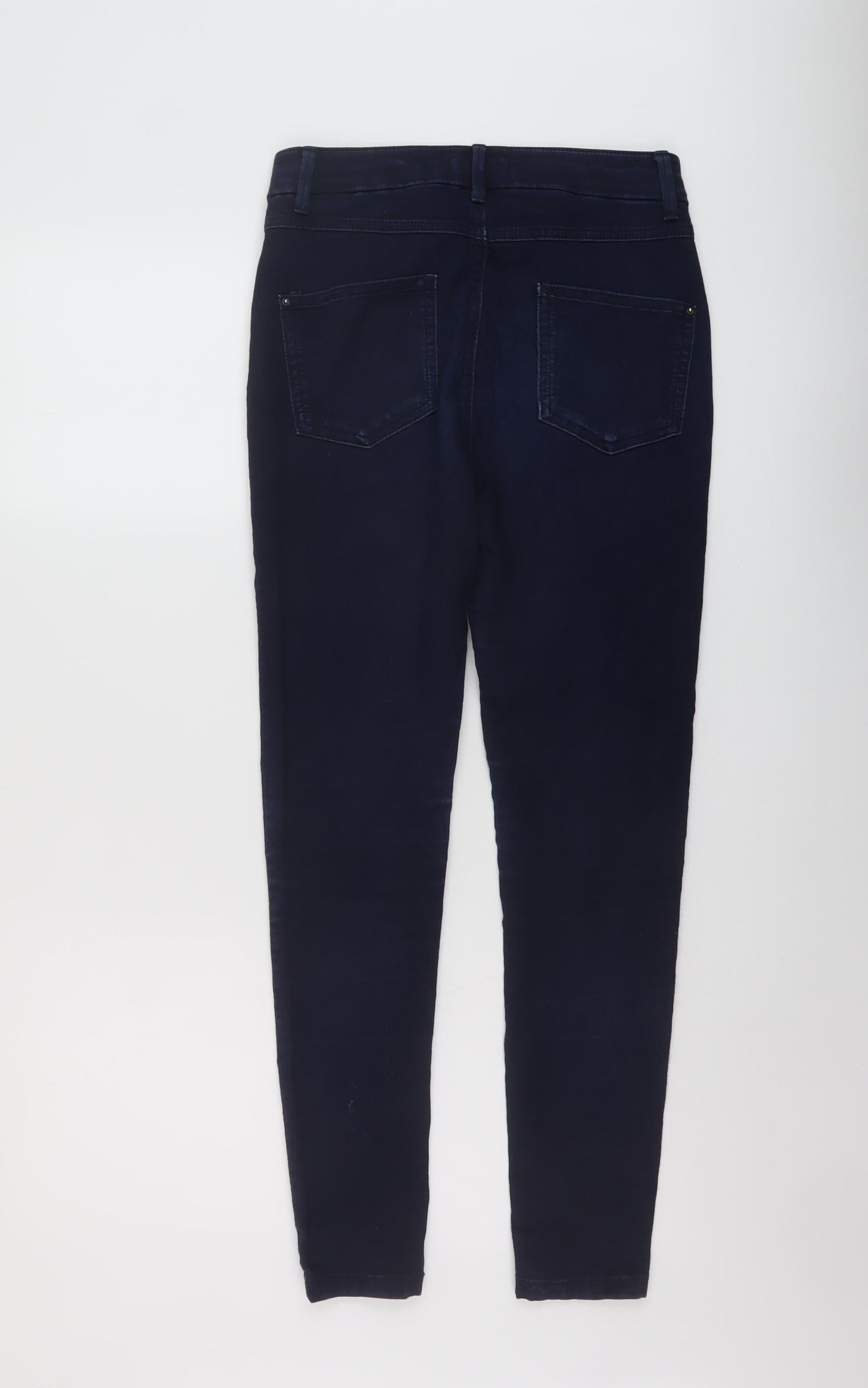 Marks and Spencer Womens Blue Cotton Skinny Jeans Size 10 L27 in Regular Button