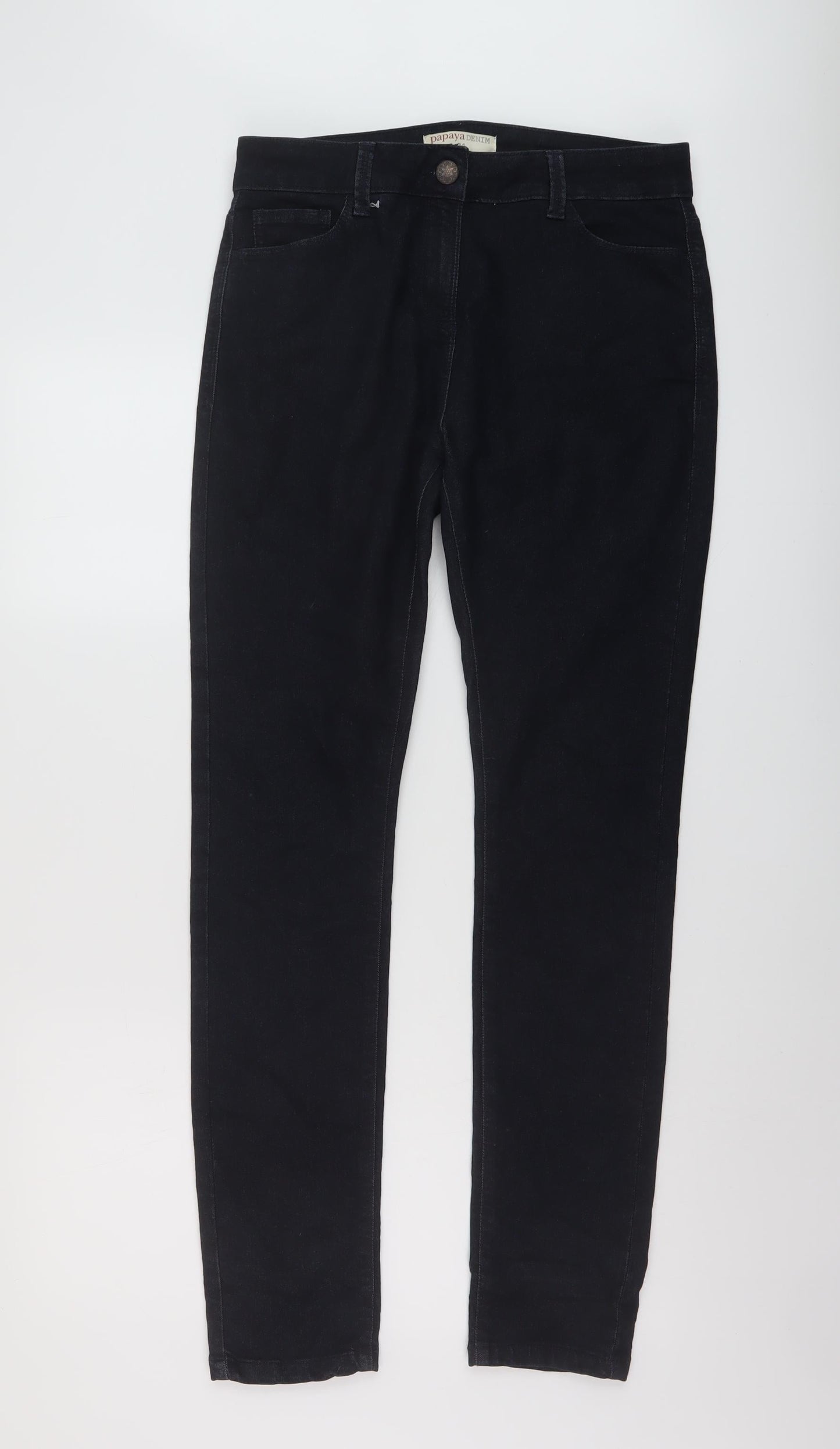 Papaya Womens Blue Cotton Skinny Jeans Size 14 L31 in Regular Button