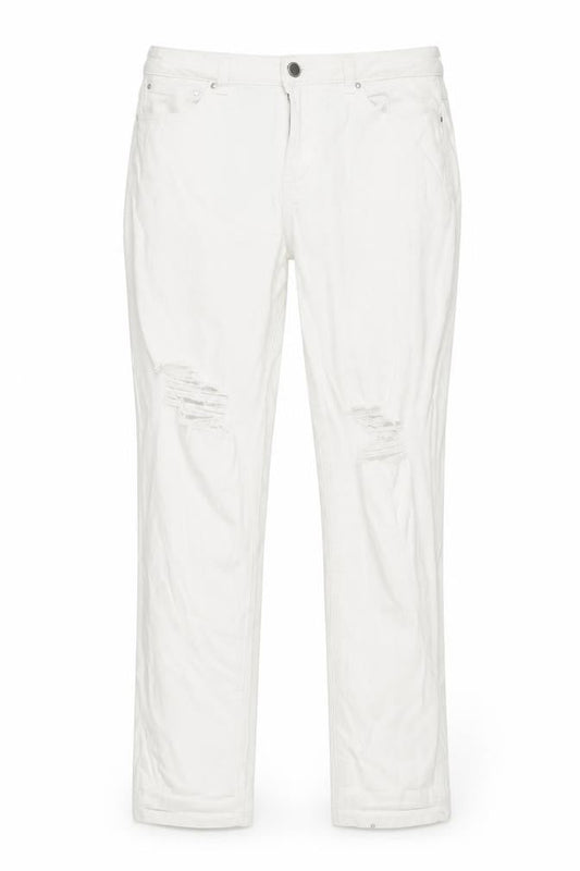 George Womens White Cotton Straight Jeans Size 14 L28 in Regular Button