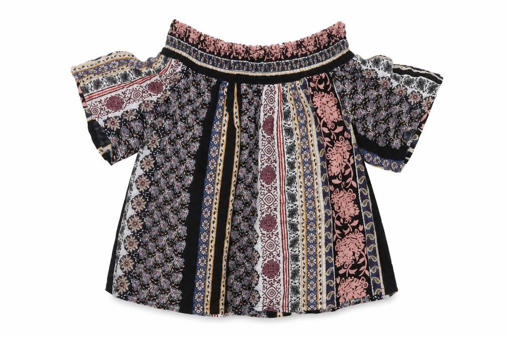 Topshop Womens Multicoloured Geometric Viscose Basic Blouse Size 10 Square Neck