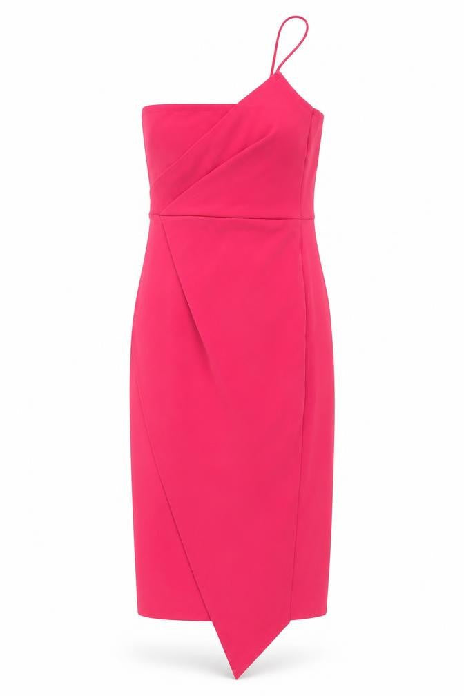 Quiz Womens Pink Polyester Bodycon Size 10 One Shoulder Pullover