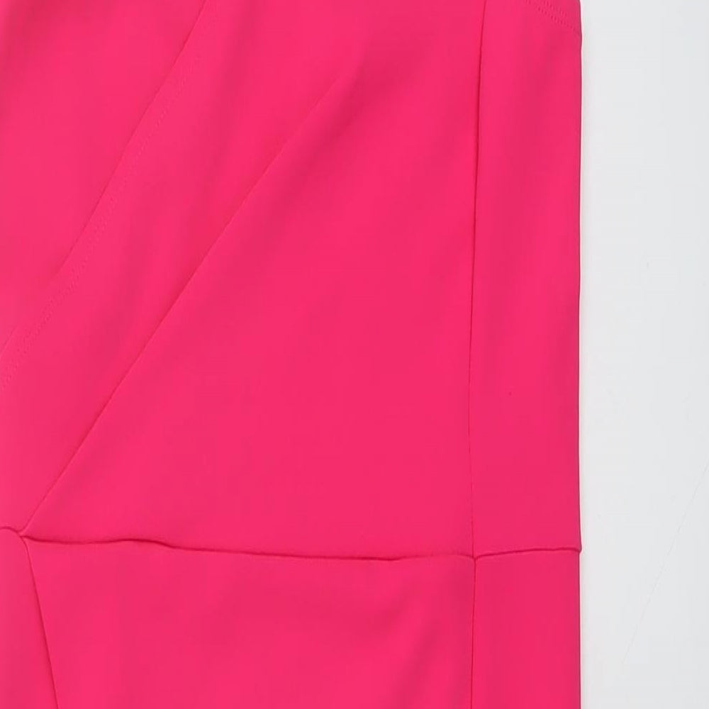 Quiz Womens Pink Polyester Bodycon Size 10 One Shoulder Pullover