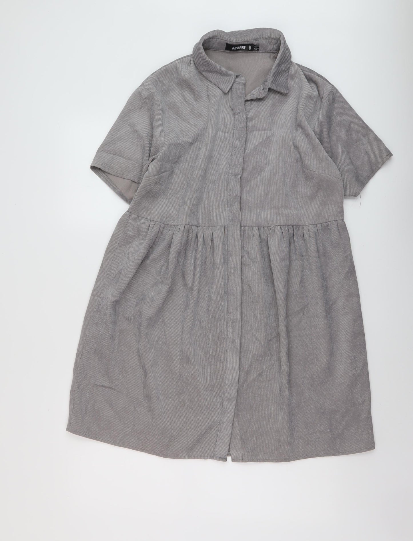 Missguided Womens Grey Polyester A-Line Size 12 Collared Button