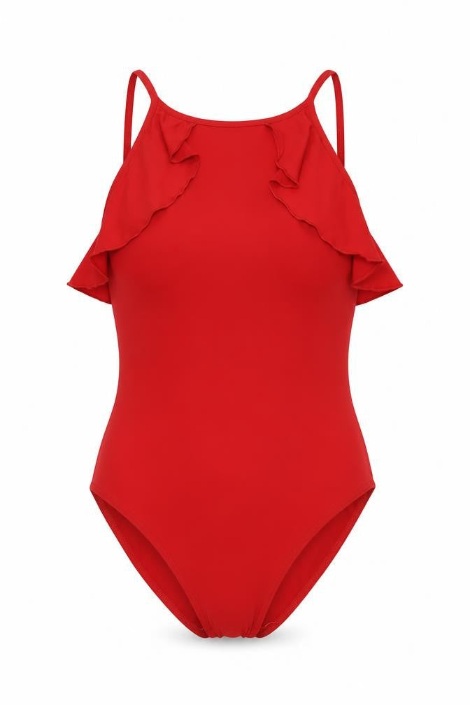 Miss Selfridge Womens Red Polyester Bodysuit One-Piece Size 10 Snap
