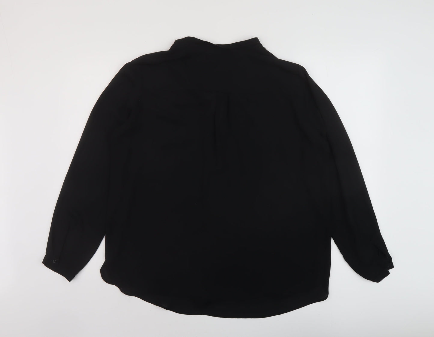 Zara Womens Black Polyester Basic Blouse Size XL V-Neck