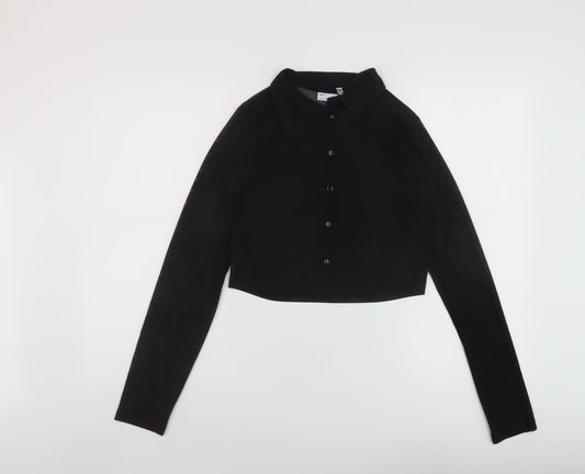ASOS Womens Black Polyester Cropped Button-Up Size 10 Collared