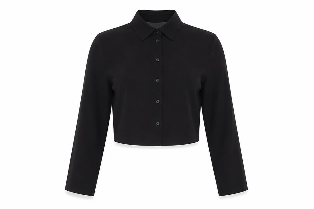 ASOS Womens Black Polyester Cropped Button-Up Size 10 Collared
