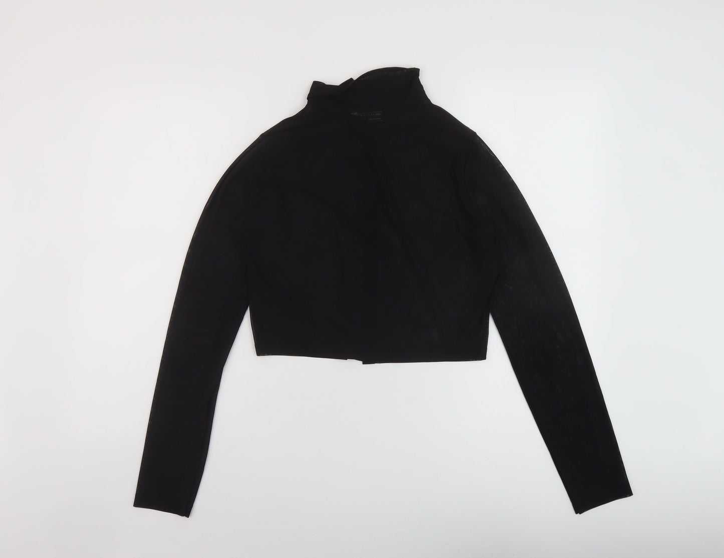 ASOS Womens Black Polyester Cropped Button-Up Size 10 Collared