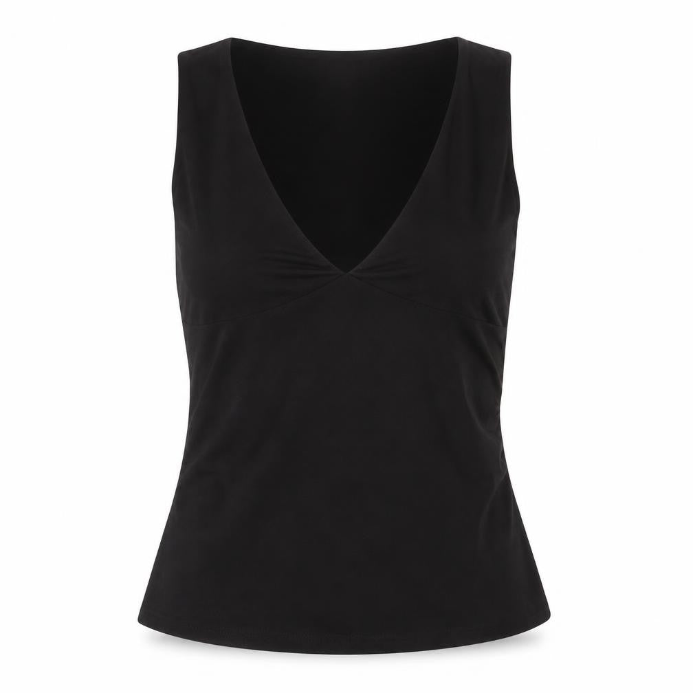 Zra Womens Black Polyester Basic Tank Size S Round Neck
