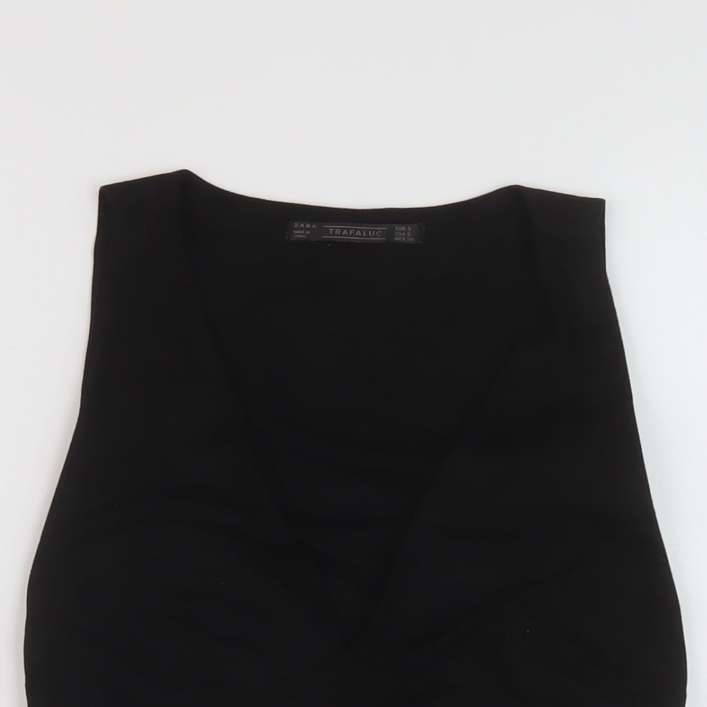 Zra Womens Black Polyester Basic Tank Size S Round Neck