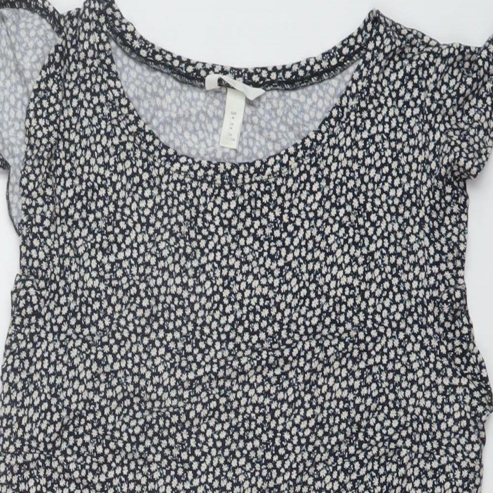 H&M Womens Multicoloured Floral Viscose Basic Blouse Size M Round Neck