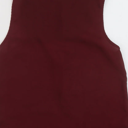 New Look Womens Red Polyester Basic T-Shirt Size 8 V-Neck