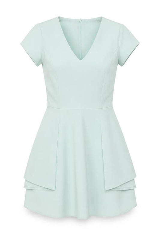 Topshop Womens Green Polyester Mini Size 10 V-Neck Zip