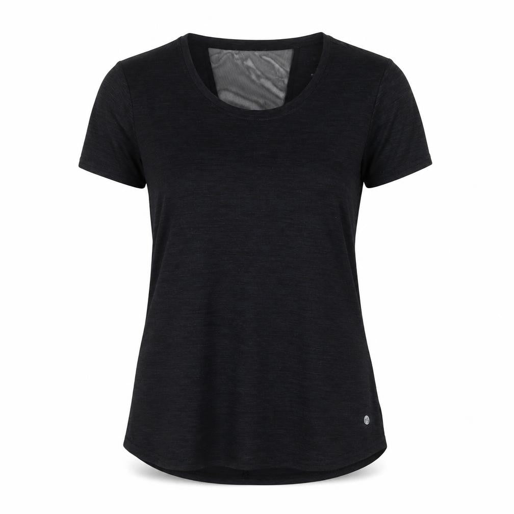 APANAGE Womens Grey Polyester Basic T-Shirt Size L Crew Neck Pullover