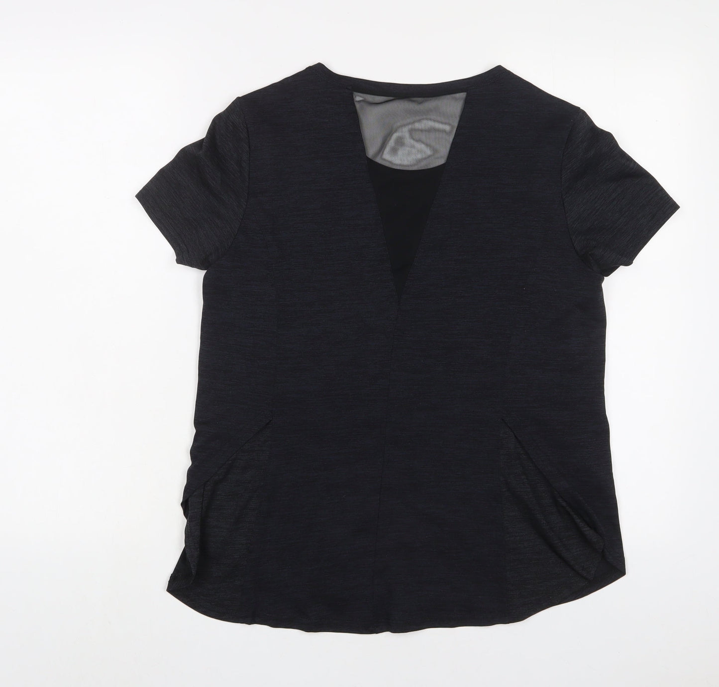 APANAGE Womens Grey Polyester Basic T-Shirt Size L Crew Neck Pullover