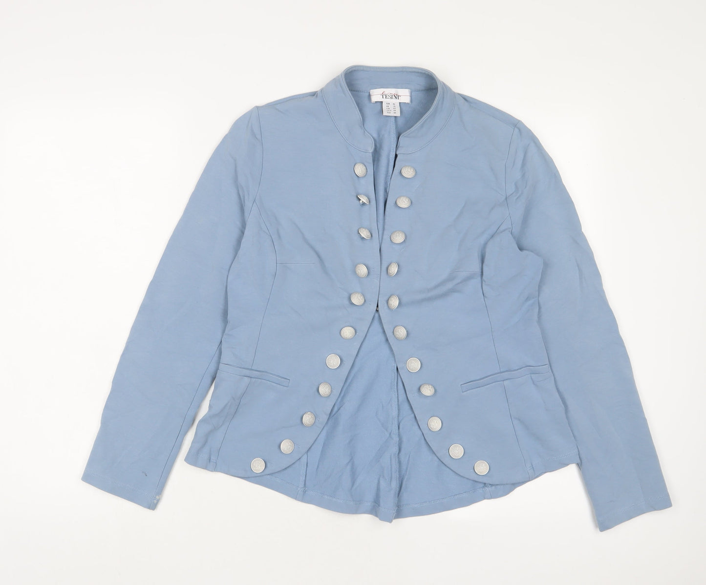 Tesini Womens Blue Jacket Size 16 Hook & Eye