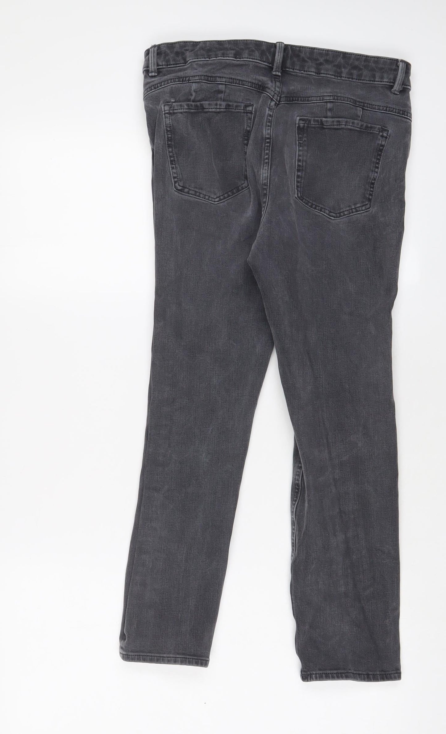 Marks and Spencer Womens Grey Cotton Skinny Jeans Size 12 L20 in Regular Zip
