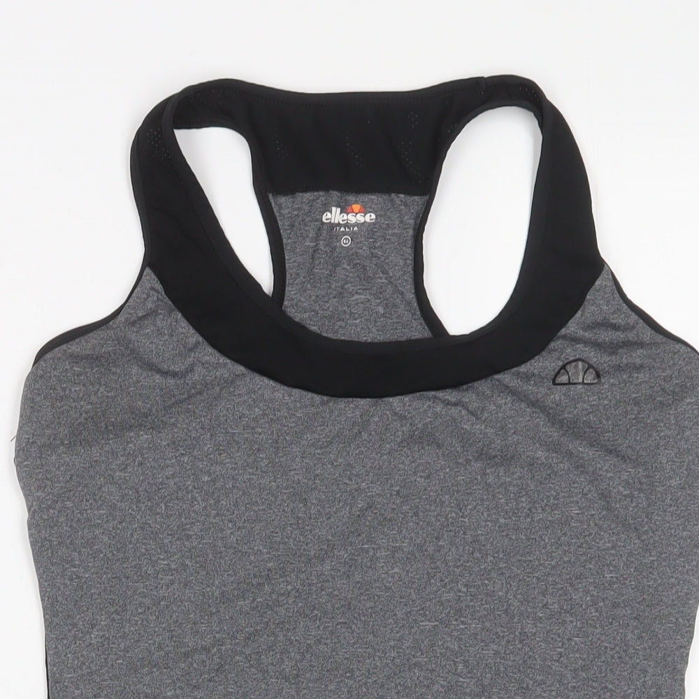 Ellesse Womens Grey Polyester Basic T-Shirt Size 14 Scoop Neck Pullover - Logo