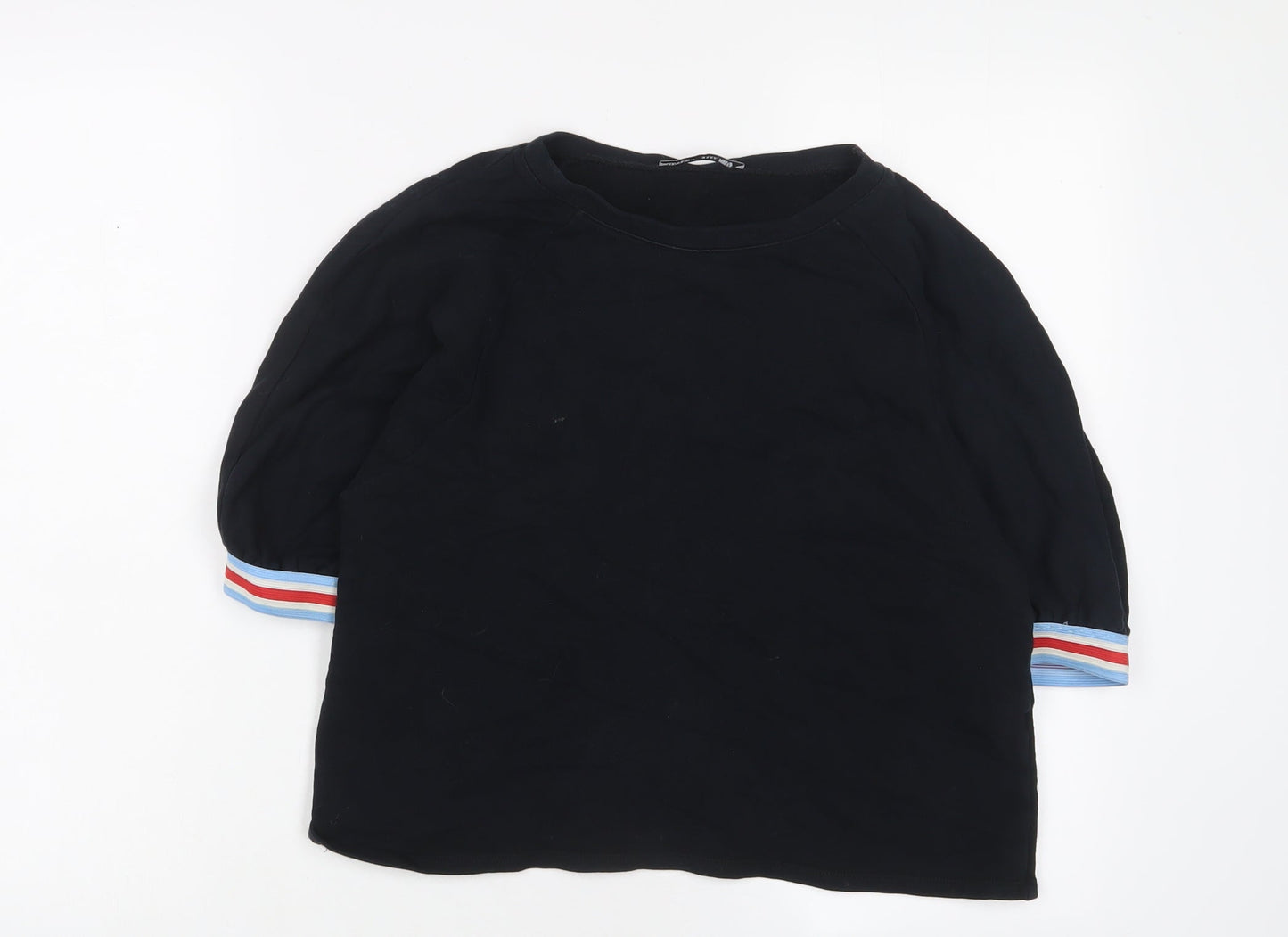 Zara Womens Black Cotton Basic T-Shirt Size S Crew Neck
