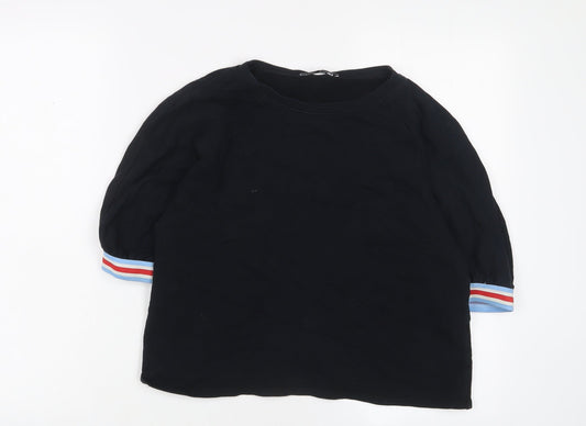 Zara Womens Black Cotton Basic T-Shirt Size S Crew Neck