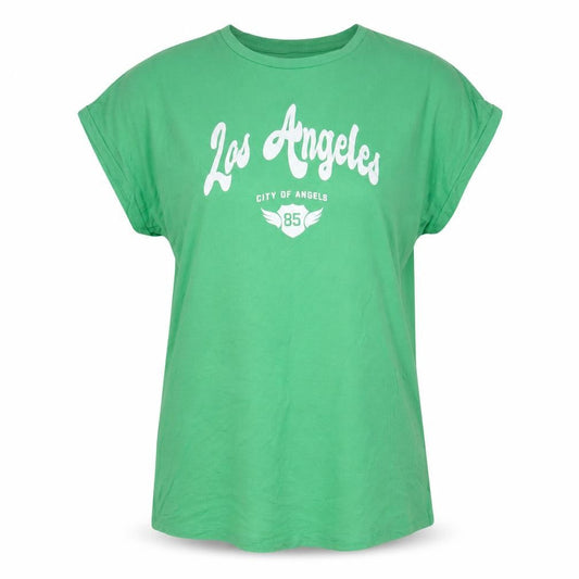 Los Angeles Womens Green Viscose Basic T-Shirt Size 14 Crew Neck