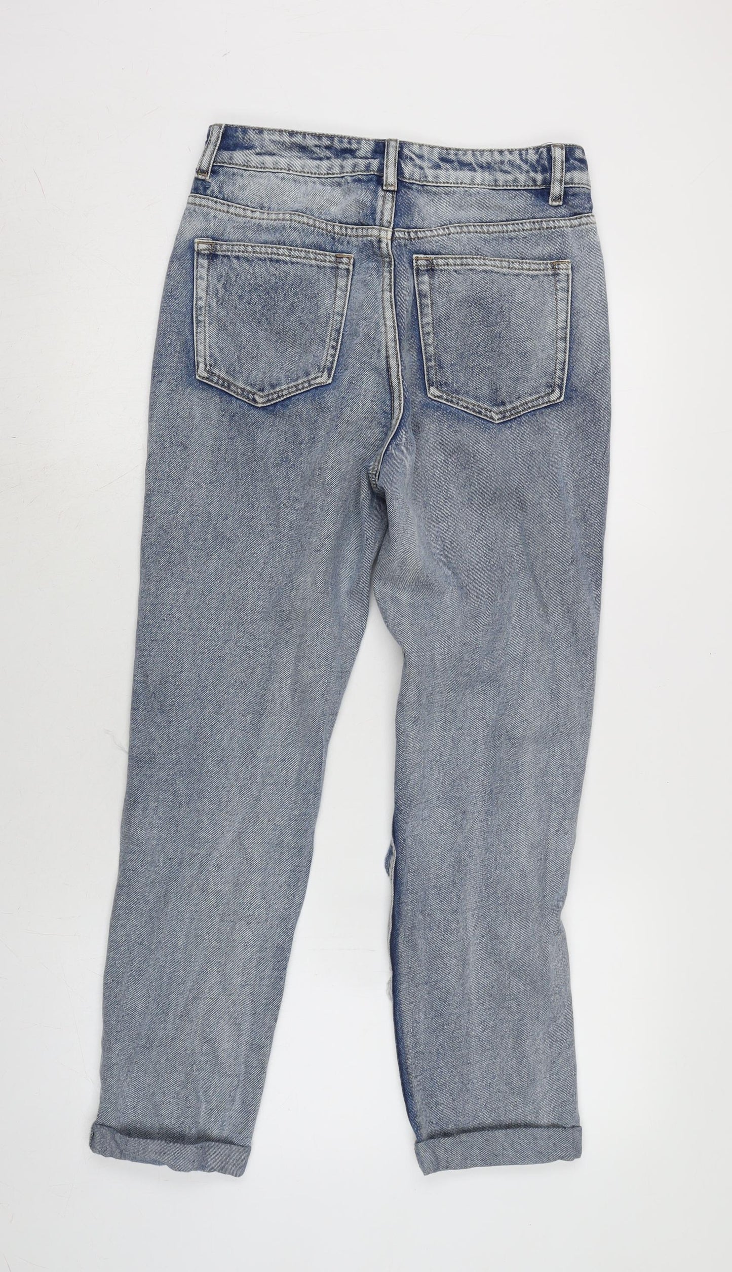 The Rockin Rev Womens Blue Cotton Straight Jeans Size 8 L27 in Regular Zip