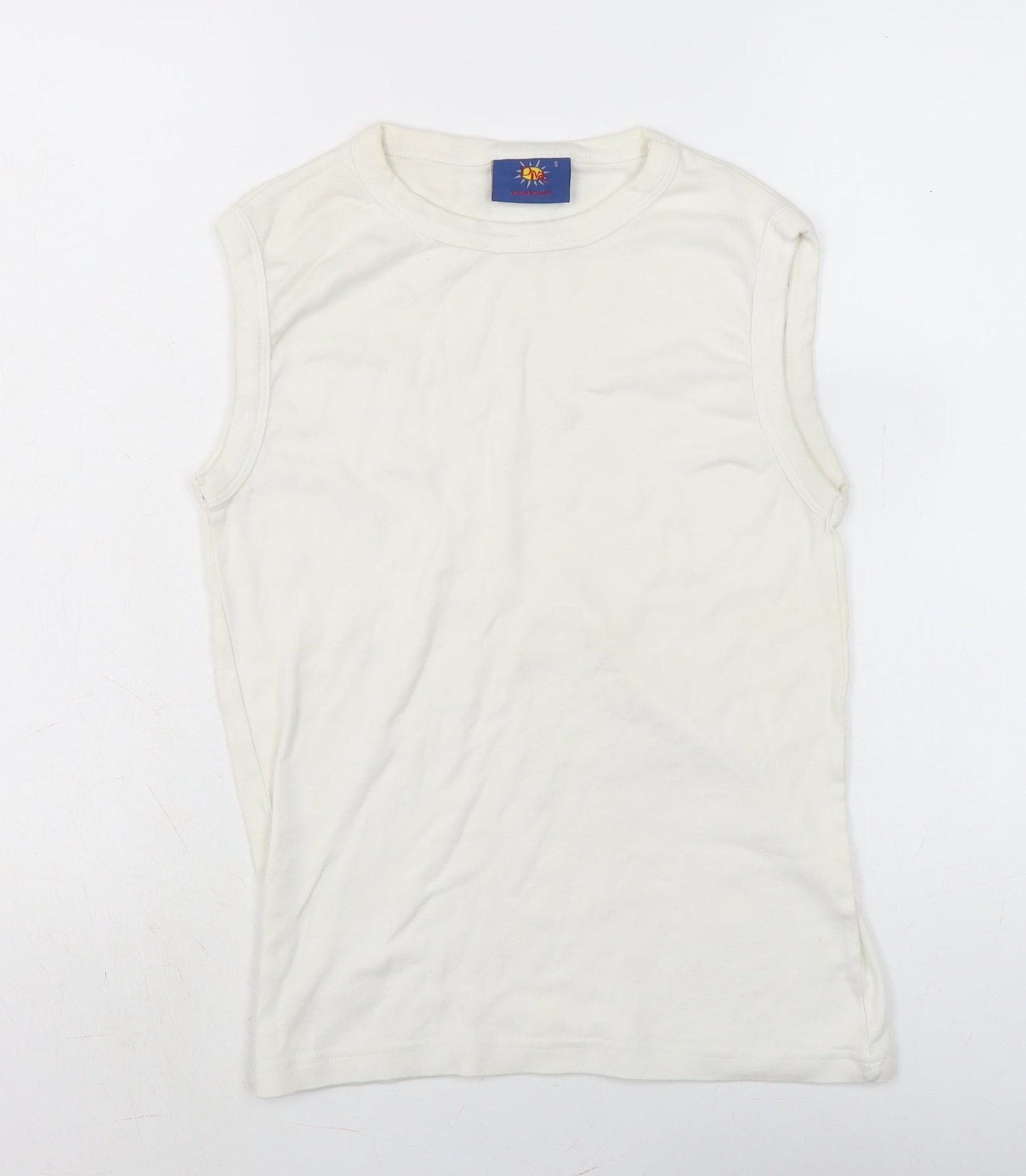 Diva Womens Ivory Cotton Basic T-Shirt Size S Crew Neck