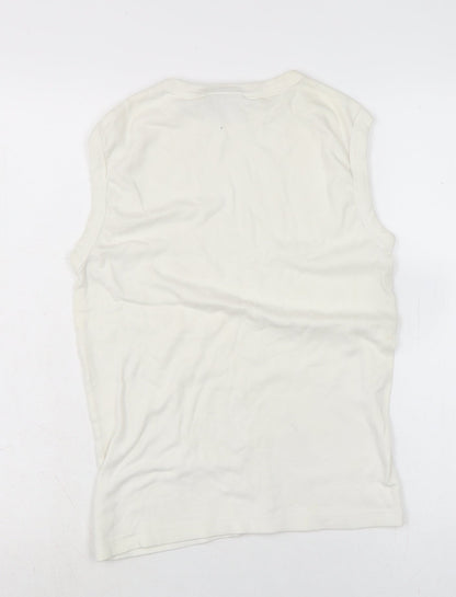 Diva Womens Ivory Cotton Basic T-Shirt Size S Crew Neck