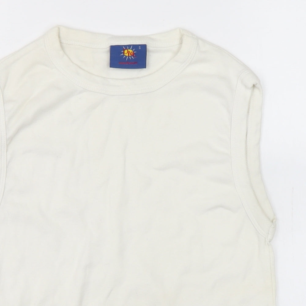 Diva Womens Ivory Cotton Basic T-Shirt Size S Crew Neck
