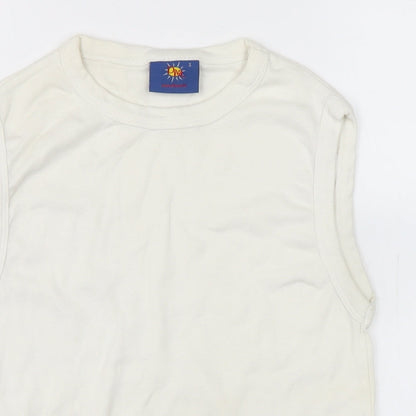 Diva Womens Ivory Cotton Basic T-Shirt Size S Crew Neck