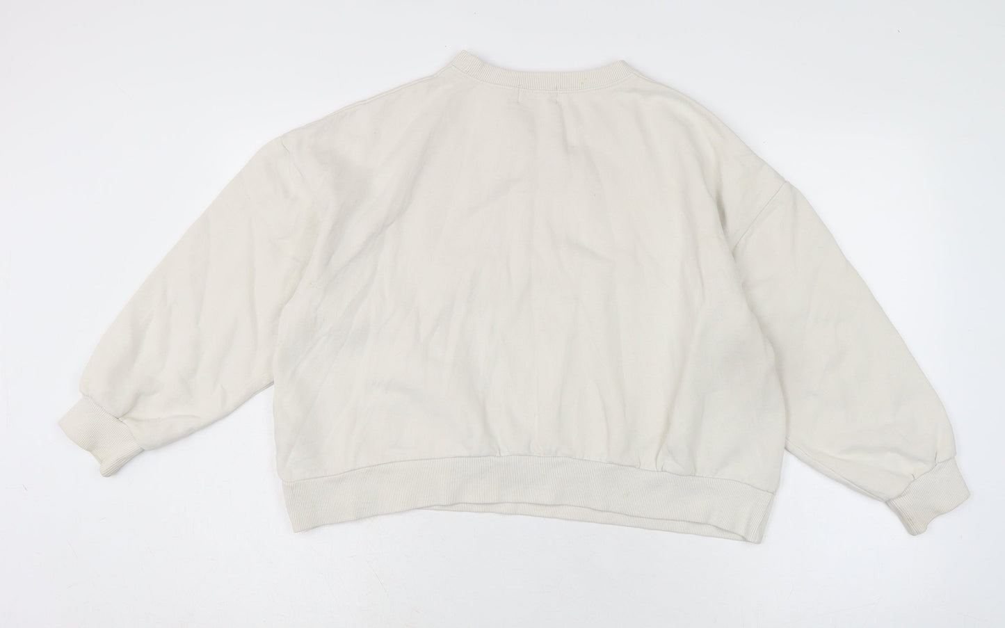 Pull&Bear Womens Ivory Cotton Pullover Sweatshirt Size S
