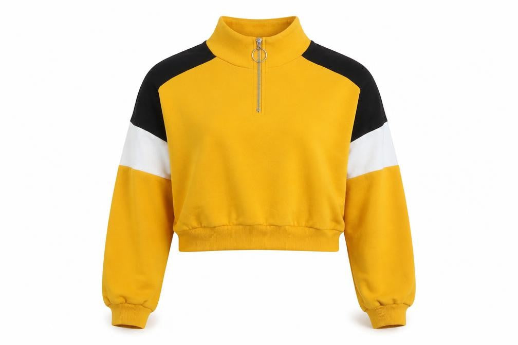 Divided Womens Yellow Cotton Pullover Sweatshirt Size S Zip