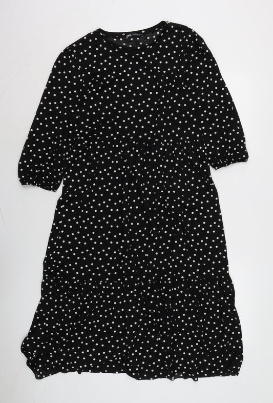 Zara Womens Black Polyester Shift Size S Crew Neck