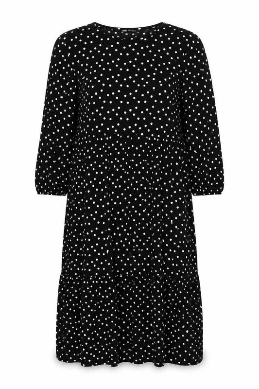 Zara Womens Black Polyester Shift Size S Crew Neck