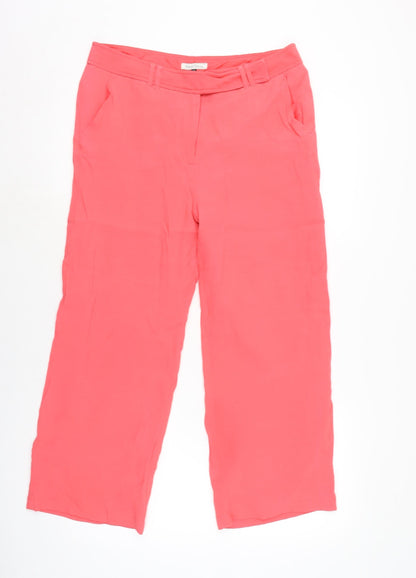 Next Womens Pink Herringbone Polyester Trousers Size 12 L24 in Regular