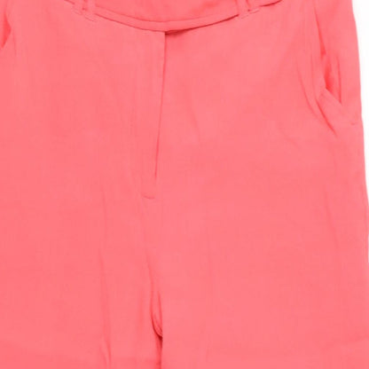 Next Womens Pink Herringbone Polyester Trousers Size 12 L24 in Regular