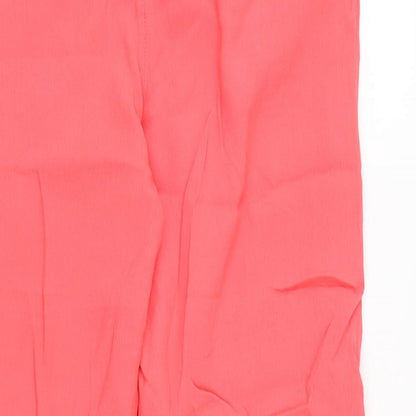 Next Womens Pink Herringbone Polyester Trousers Size 12 L24 in Regular