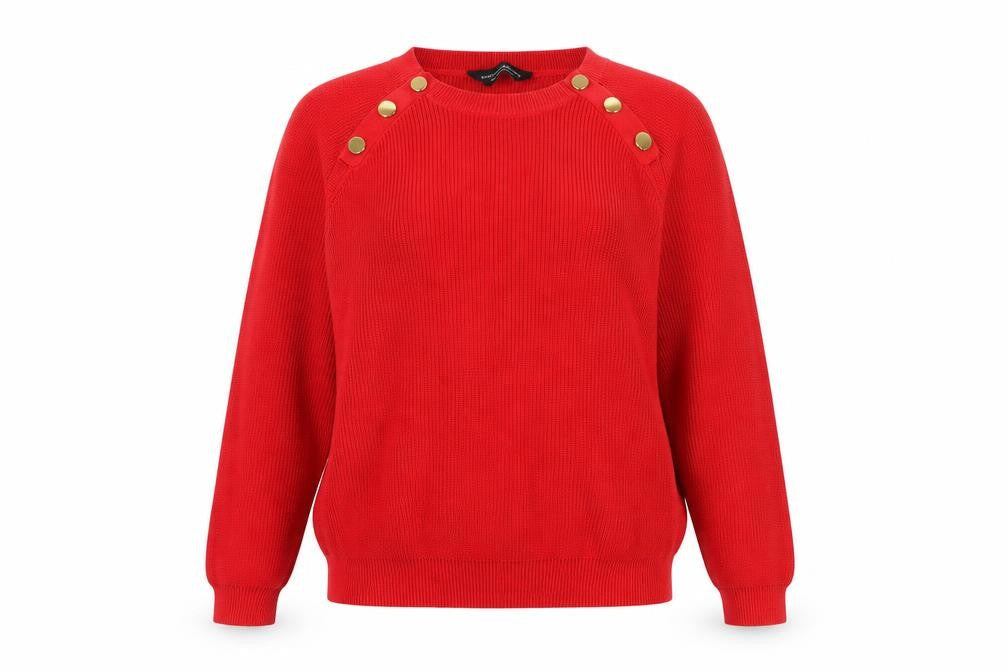 Dorothy Perkins Womens Red Crew Neck Cotton Pullover Jumper Size 12