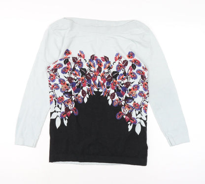 Next Womens Multicoloured Boat Neck Floral Cotton Pullover Jumper Size 8