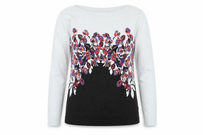 Next Womens Multicoloured Boat Neck Floral Cotton Pullover Jumper Size 8
