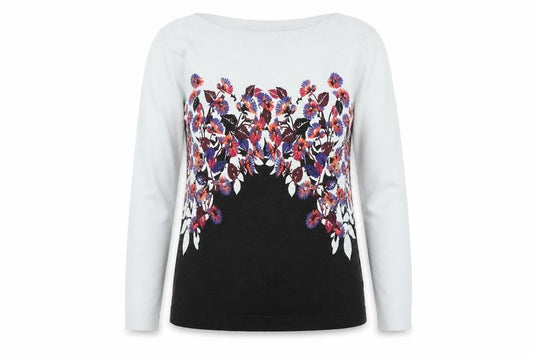 Next Womens Multicoloured Boat Neck Floral Cotton Pullover Jumper Size 8