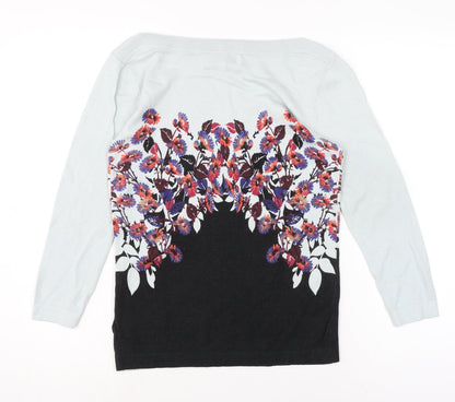Next Womens Multicoloured Boat Neck Floral Cotton Pullover Jumper Size 8