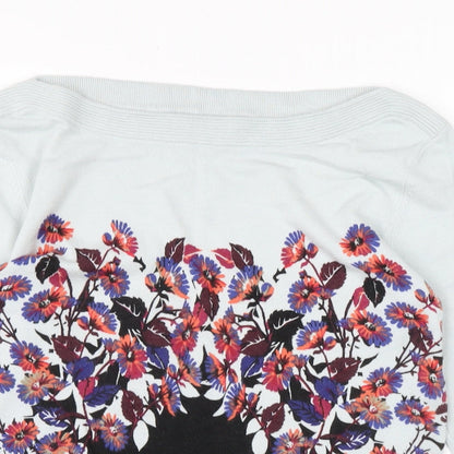 Next Womens Multicoloured Boat Neck Floral Cotton Pullover Jumper Size 8