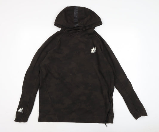 Free The Future Mens Brown Camouflage Cotton Pullover Hoodie Size S - Zip detail to side.